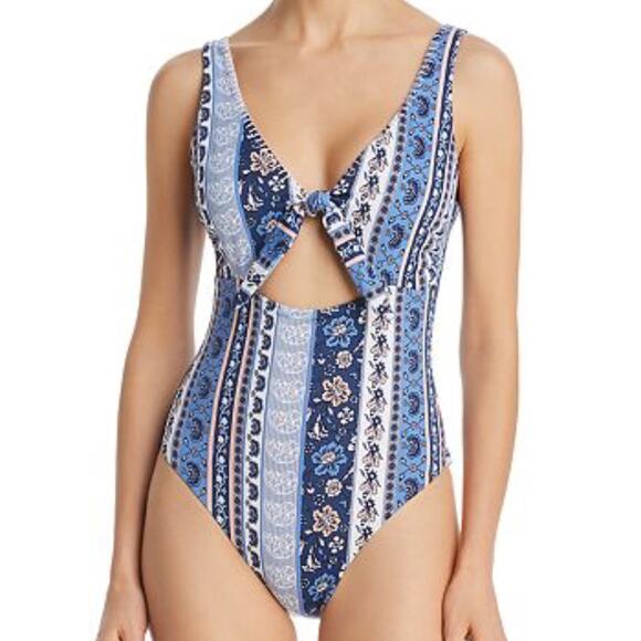 Minkpink Bounty Tie-Front One Piece Swimsuit-M - Picture 1 of 3